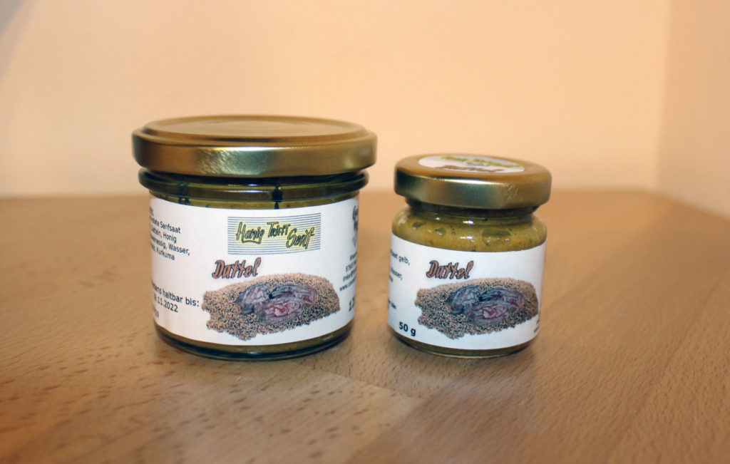 Mit Herz gemacht der Dattel Honigsenf aus dem Honigland