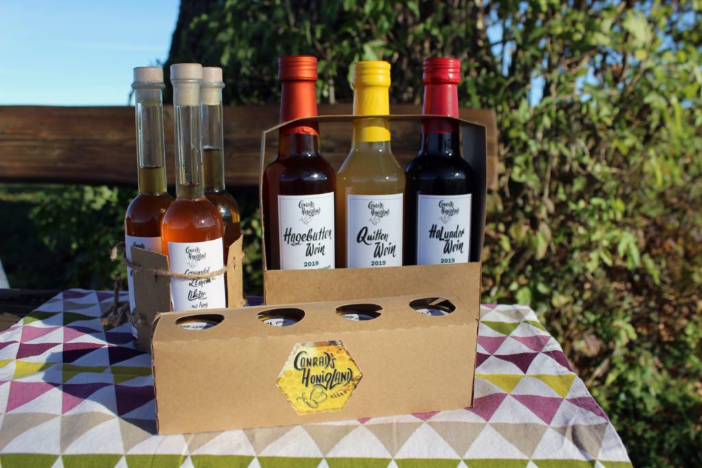 Set 3er Likör 100 ml, Set 3er Wein 250ml und 4er Set Senf Minis